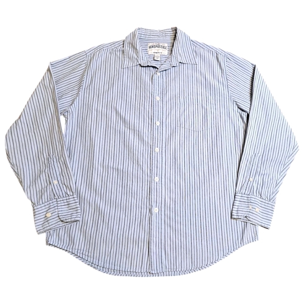Mens Aeropostale Striped Long Sleeve Button Down Shirt Sz LG Y2K Office Casual